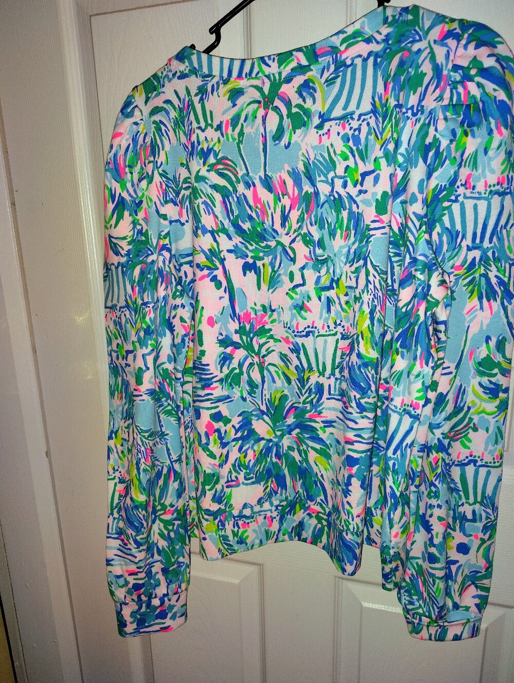 Lilly Pulitzer Size LG Blue Ibiza Cabana Cocktail Jansen Long Sleeve Sweater - Picture 5 of 8